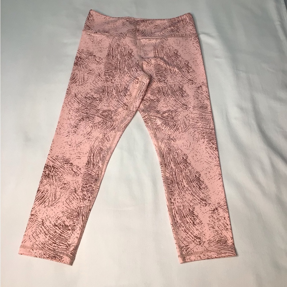 ZYIA Pink Leggings with Textured Pattern and Wide Waistband Women’s Size 12 Silk